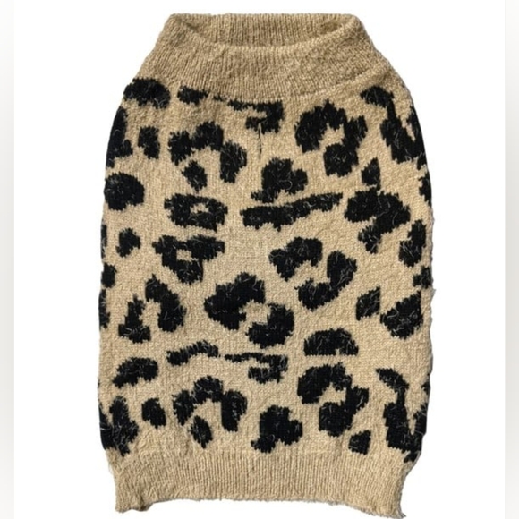 Leopard print fuzzy dog sweater medium size - Picture 4 of 4